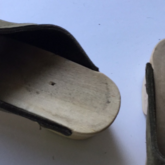 Woman Boho Olive Sage Suede Wooden Clogs size 39 - Picture 6 of 13
